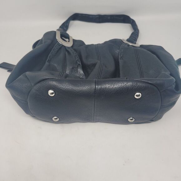 B Makowsky Black Pebbled Leather Hobo Shoulder Bag Purse Medium Large Bohemian - Picture 3 of 13